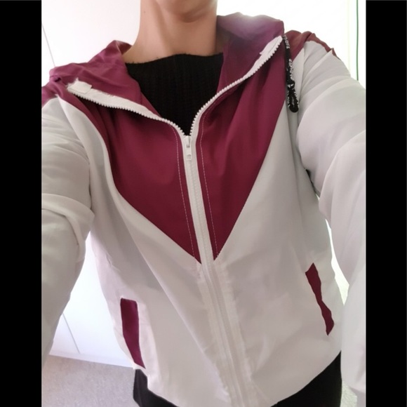 Burgundy & White Athletic Fashion Windbreaker - Picture 7 of 8